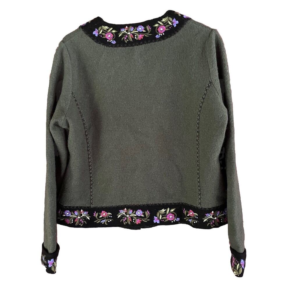 Icelandic Design Wool Blend Embroidered Floral Jacket sweater Women's XL Boho - Picture 2 of 8